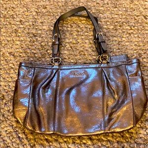 Metallic leather coach purse